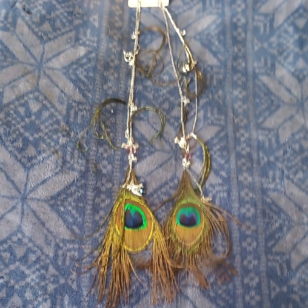 Peacock Feather Dangle Earrings